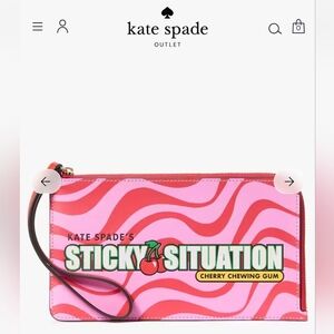 NWT Kate Spade Sticky Situation L Zip Clutch Wristlet- 🍒 Chewing Gum retail$159